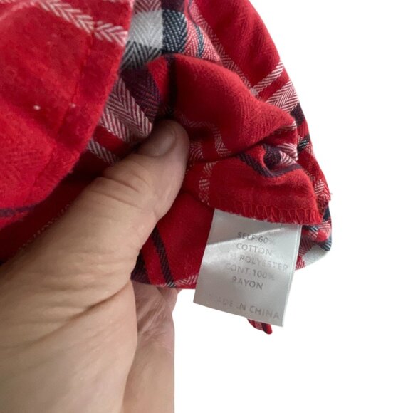 Pink Lily Plaid Button-Up Flannel Shirt Red White Pockets L Western Rodeo Casual - Picture 7 of 8
